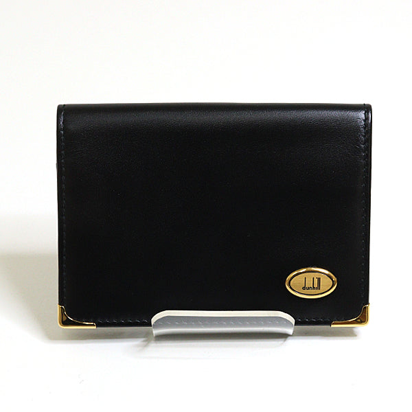 Dunhill Name card holder Card Case Leather Men Black Gold