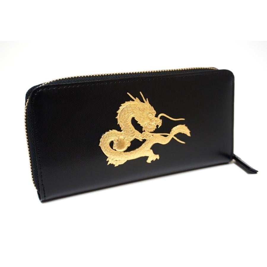 EMPEROR DRAGON Longwallet Zipper Leathe Black Master craftsmanship made in JAPAN