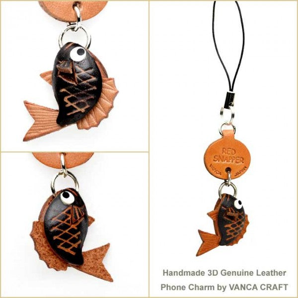 Red Snapper Japanese Leather Cellularphone Charm Fish