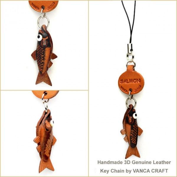 Salmon Japanese Leather Cellularphone Charm Fish