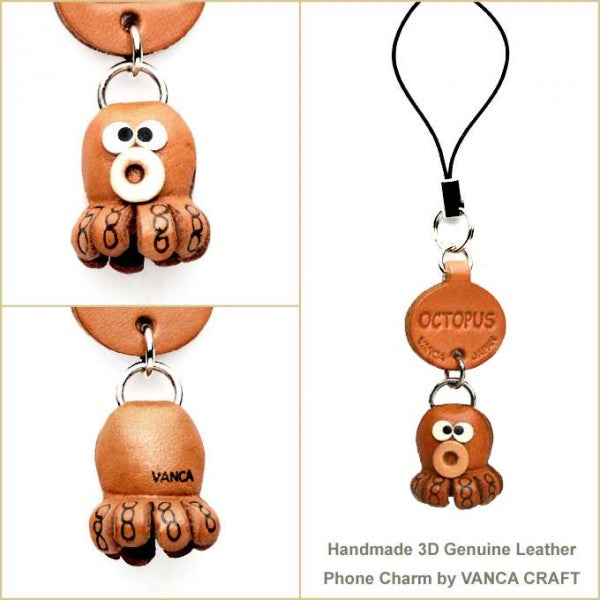 Octopus Japanese Leather Cellularphone Charm Fish