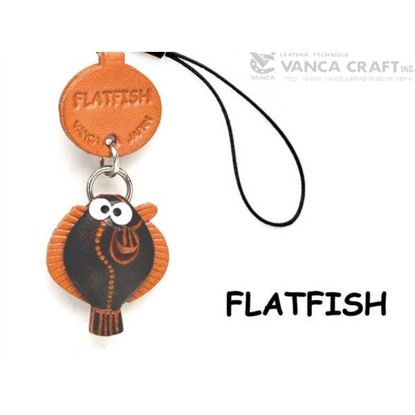 Flat fish Japanese Leather Cellularphone Charm Fish