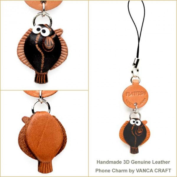 Flat fish Japanese Leather Cellularphone Charm Fish