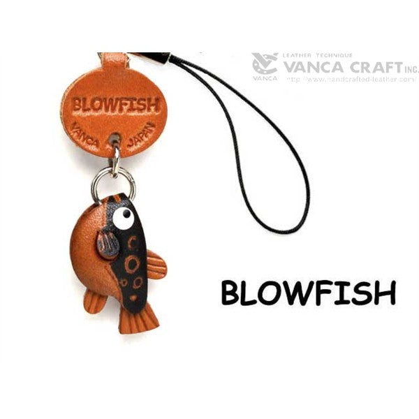 Globe/Blow/Puffer Fish Japanese Leather Cellularphone Charm Fish