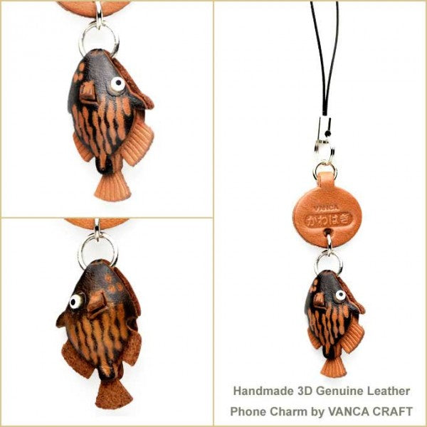 File fish Japanese Leather Cellularphone Charm Fish