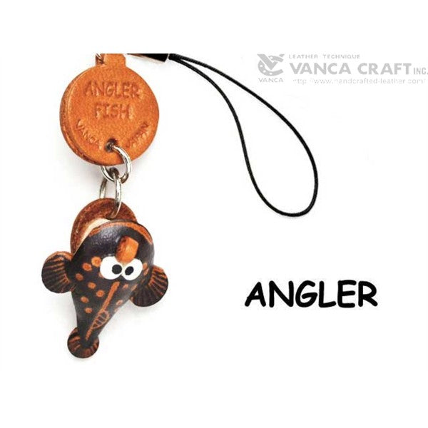 Angler Japanese Leather Cellularphone Charm Fish