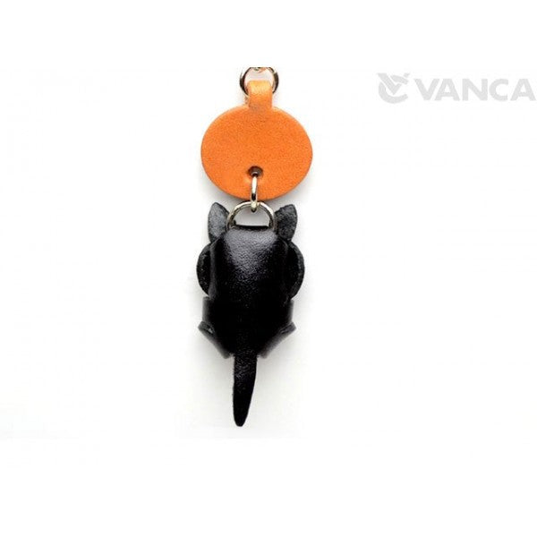 Black Playing Japanese Leather Cellularphone Charm Cat