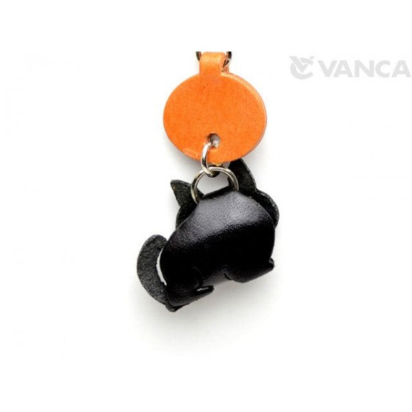 Black Sleeping Japanese Leather Cellularphone Charm Cat