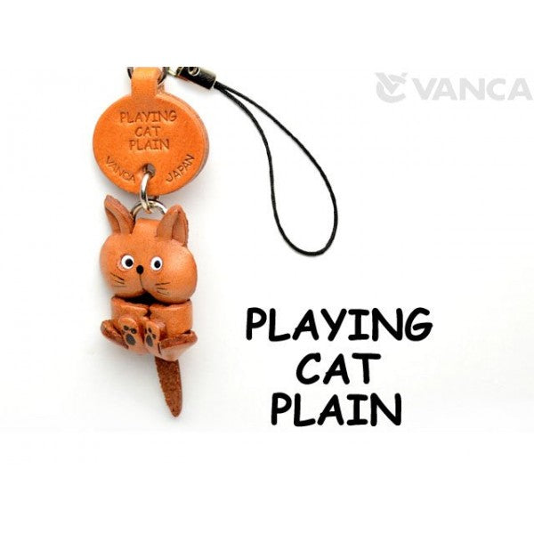 Playing Japanese Leather Cellularphone Charm Cat