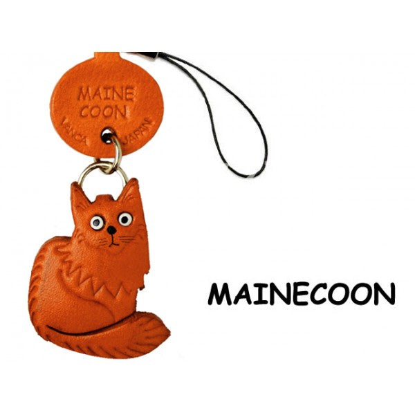 Main Coon Japanese Leather Cellularphone Charm Cat