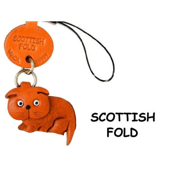 Scottish Fold Japanese Leather Cellularphone Charm Cat