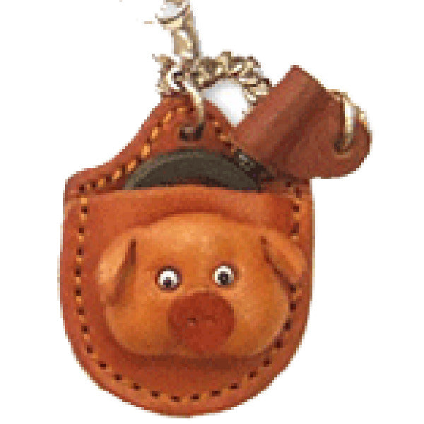 Pig Japanese Leather Cellularphone Charm Magnifying glass