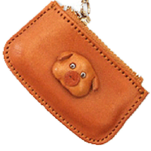 Pig Japanese Leather Cellularphone Charm Change Purse