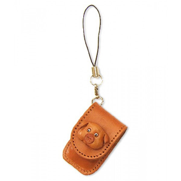 Pig Japanese Leather Cellularphone Charm Memo set