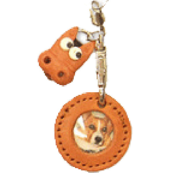 Horse Japanese Leather Cellularphone Charm Picture Frame Round