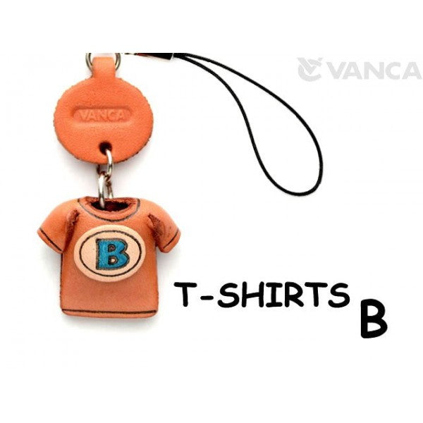 B(Blue) Japanese Leather Cellularphone Charm T-shirt