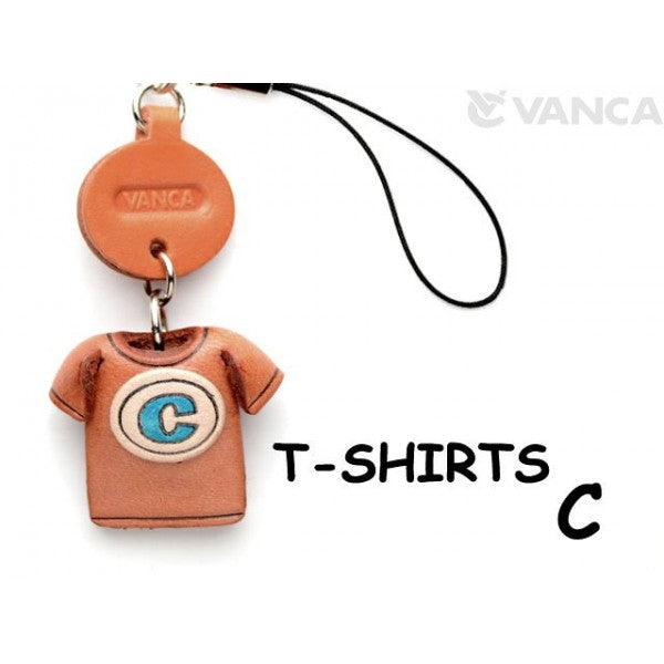 C(Blue) Japanese Leather Cellularphone Charm T-shirt