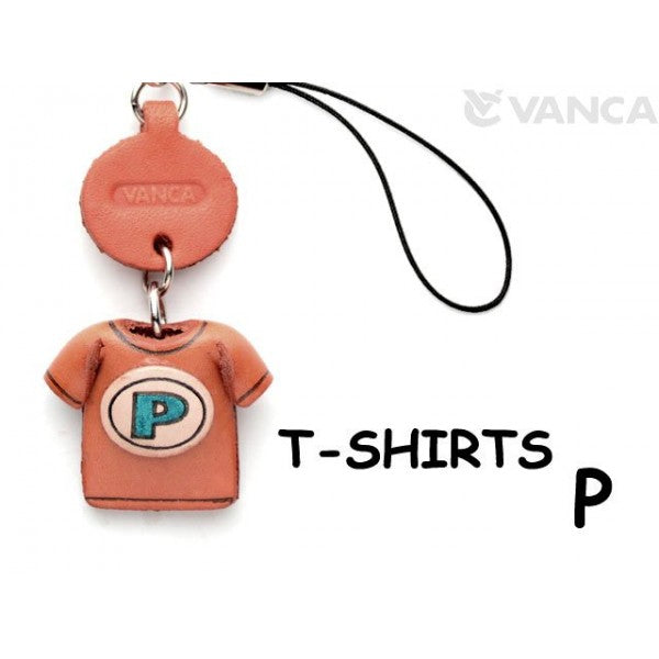 P(Blue) Japanese Leather Cellularphone Charm T-shirt