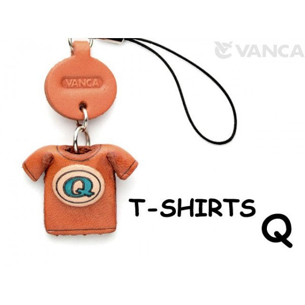 Q(Blue) Japanese Leather Cellularphone Charm T-shirt