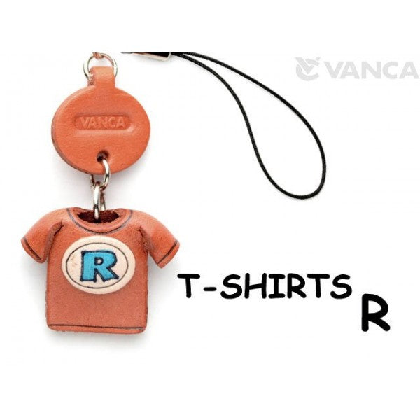 E\R(Blue) Japanese Leather Cellularphone Charm T-shirt