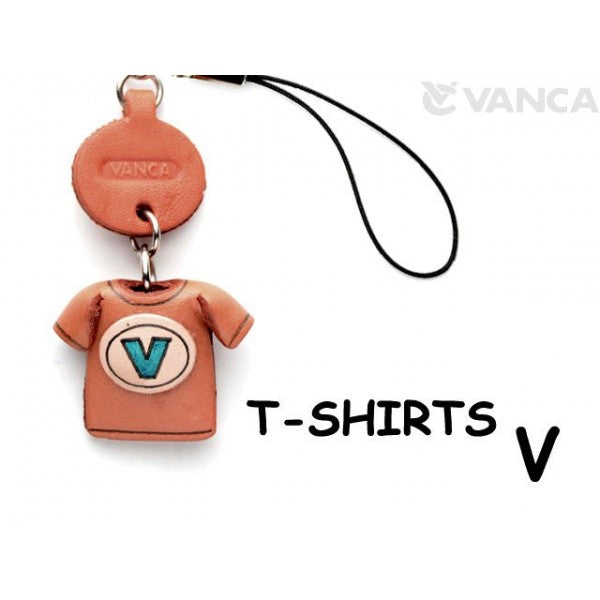 V(Blue) Japanese Leather Cellularphone Charm T-shirt