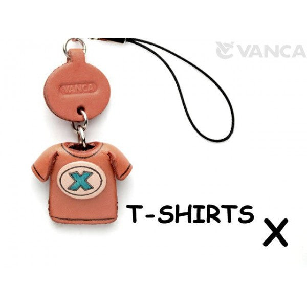 X(Blue) Japanese Leather Cellularphone Charm T-shirt