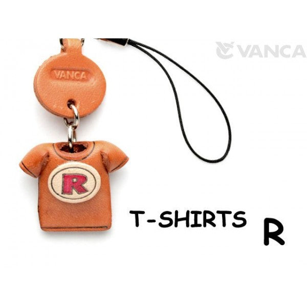 R(Red) Japanese Leather Cellularphone Charm T-shirt