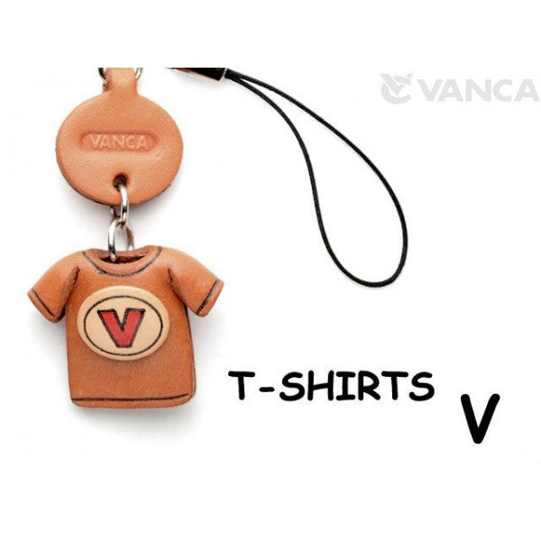 V(Red) Japanese Leather Cellularphone Charm T-shirt