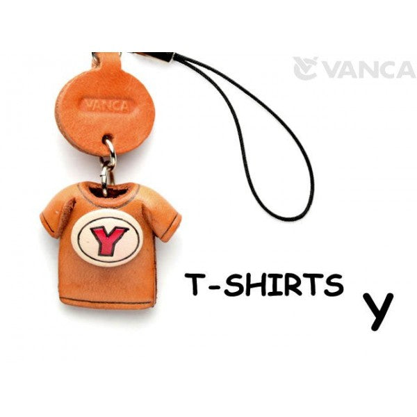 Y(Red) Japanese Leather Cellularphone Charm T-shirt