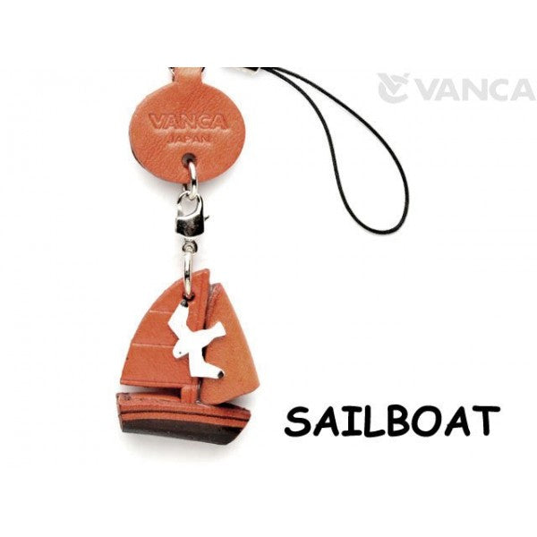 Sailboat Japanese Leather Cellularphone Charm Goods