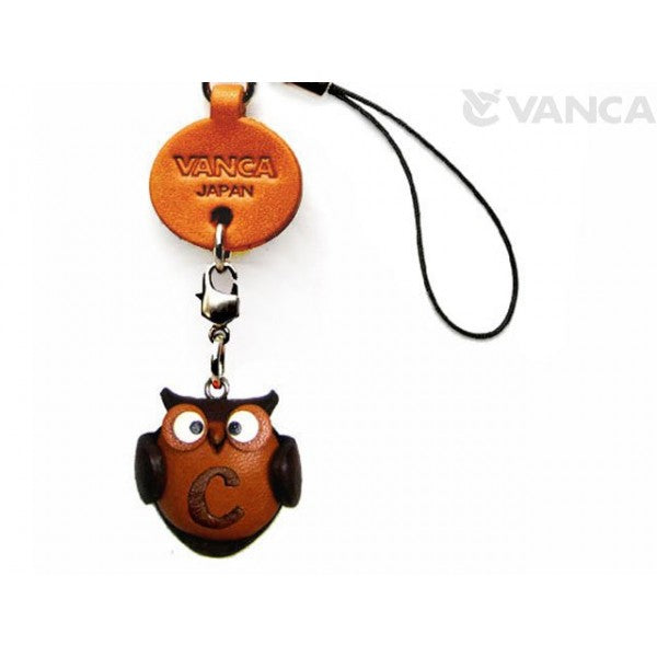 Owl C Leather Cellularphone Charm Alphabet