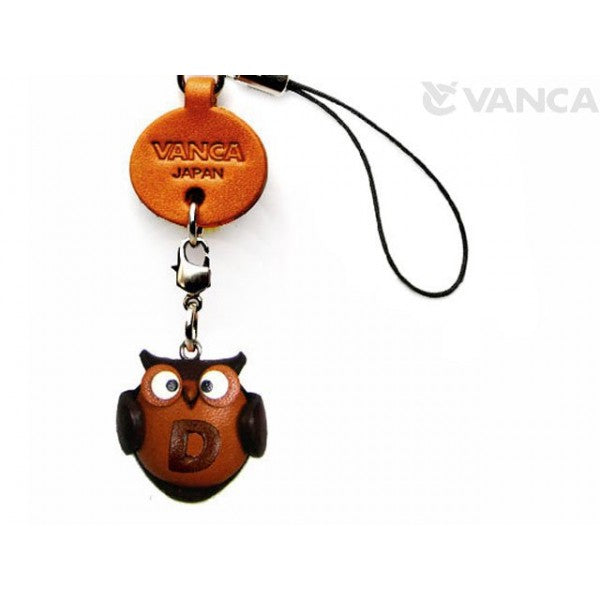 Owl D Leather Cellularphone Charm Alphabet