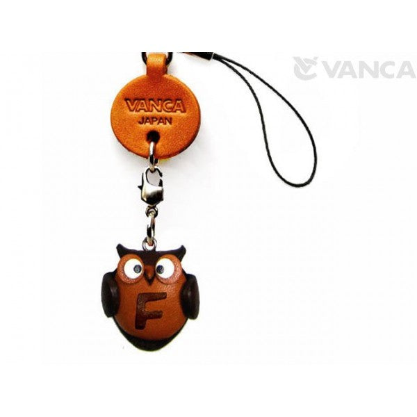 Owl F Leather Cellularphone Charm Alphabet