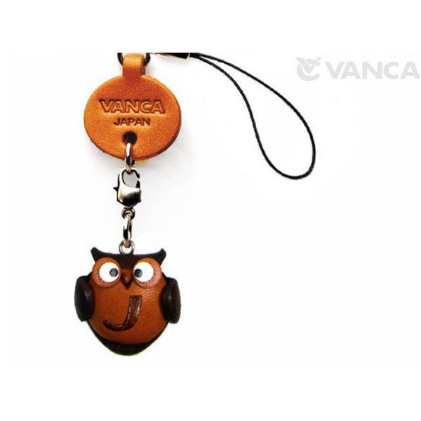 Owl J Leather Cellularphone Charm Alphabet