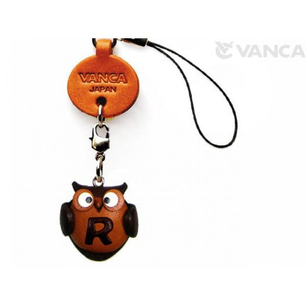 Owl R Leather Cellularphone Charm Alphabet