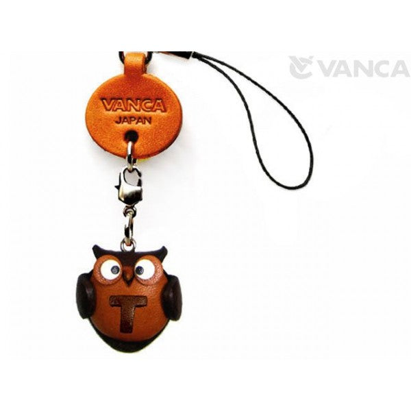 Owl T Leather Cellularphone Charm Alphabet
