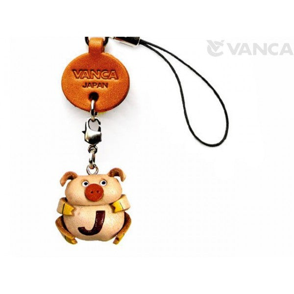 Pig J Leather Cellularphone Charm Alphabet