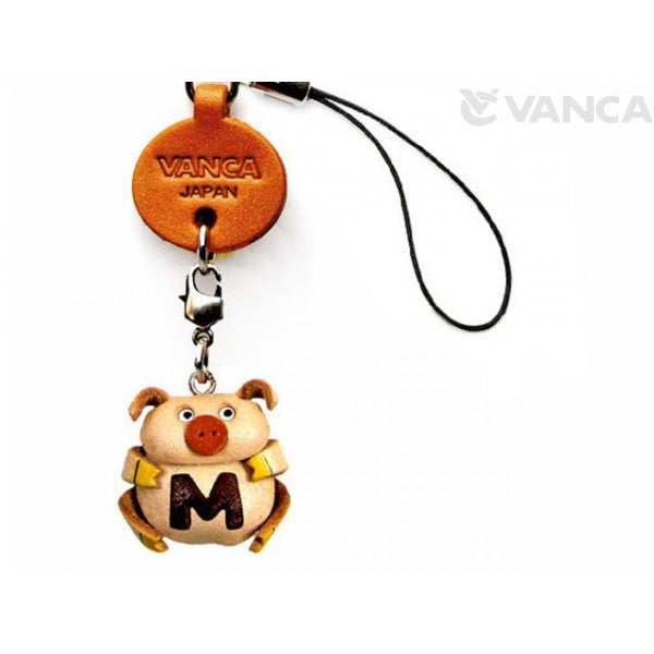 Pig M Leather Cellularphone Charm Alphabet