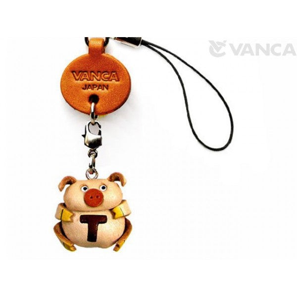 Pig T Leather Cellularphone Charm Alphabet