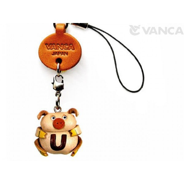Pig U Leather Cellularphone Charm Alphabet