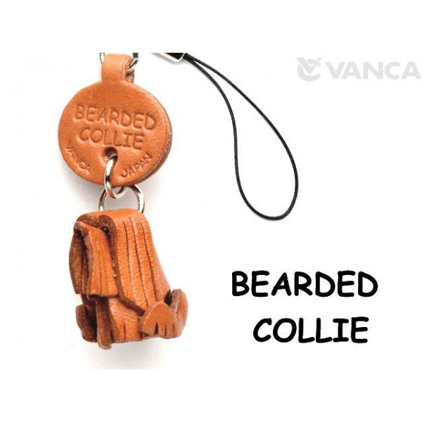 Bearded Collie Leather Cellularphone Charm
