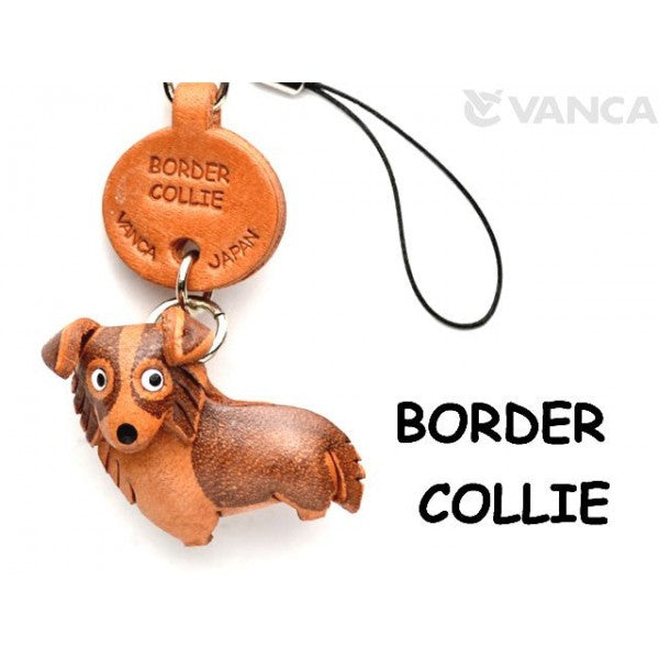 Border Collie Leather Cellularphone Charm