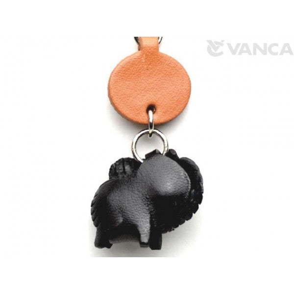 Pomeranian Black Leather Cellularphone Charm