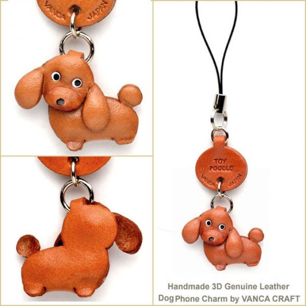 Toy Poodle Leather Cellularphone Charm #46763