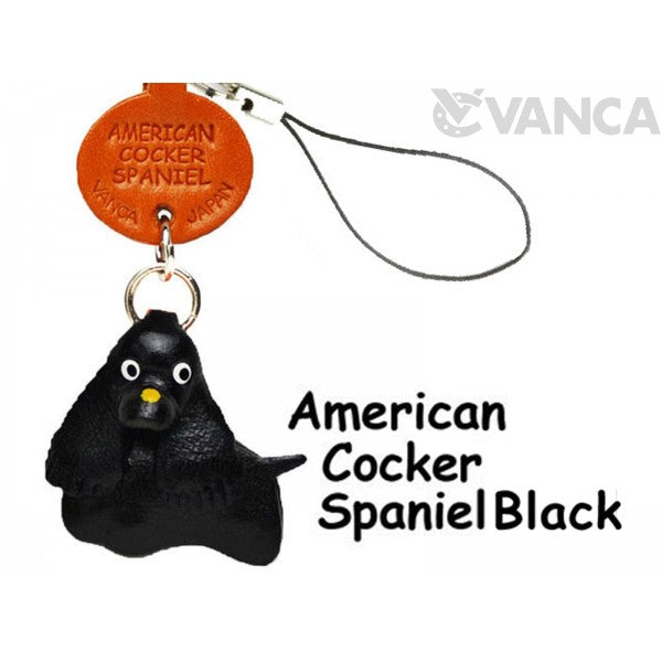 American Cocker Spanie Black Leather Cellularphone Charm #46791