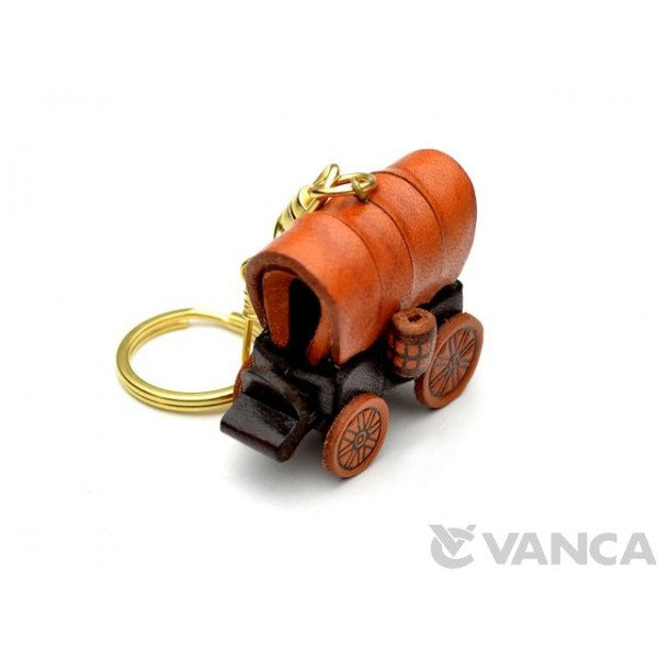 Covered Wagon Leather Keychain(L)