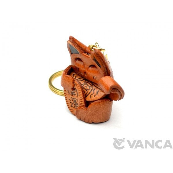 Lucky Cat Leather Keychain(L)