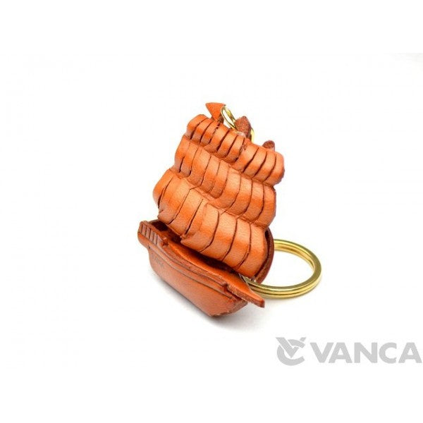 Historical Sailing Boat Leather Keychain(L)
