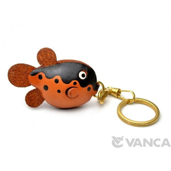 Globe/Blow/Puffer Fish Leather Keychain(L)
