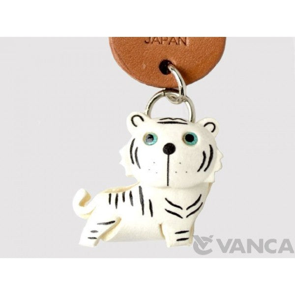 White Tiger Japanese Leather Keychains Animal